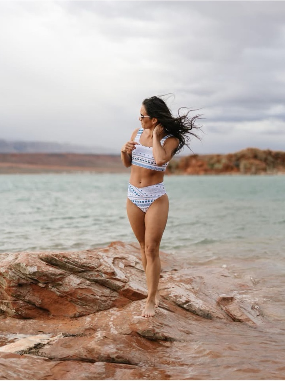 Zyia Active White Austin Pipa Beach Bikini Set High-Waisted Two-Piece